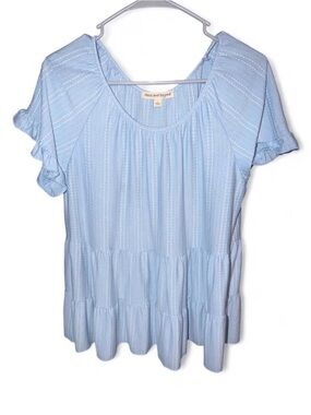 Above and Beyond Light Blue Ruffle Tiered Tunic